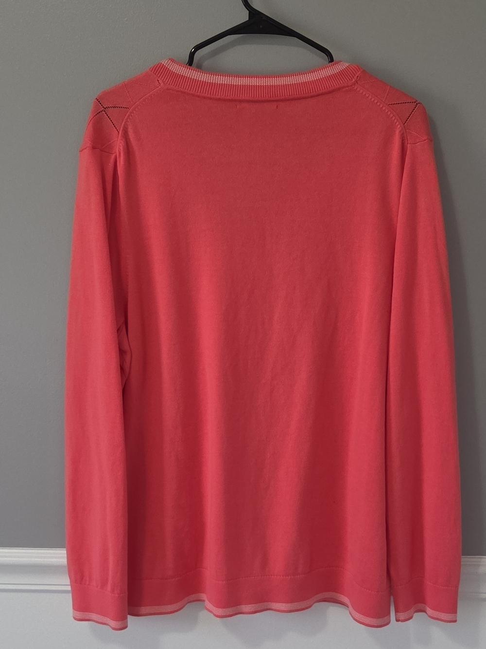 Tommy Hilfiger Women's V-Neck Coral Pink Argyle Knit Cotton Preppy Sweater XXL - Picture 2 of 9